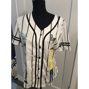 Rick & Morty Button Up Baseball Jersey Small S Lightweight Adult